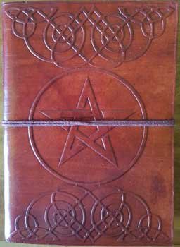 5" x 7" Pentagram leather blank book w/cord (image for) 5" x 7" Pentagram leather blank book w/cord
