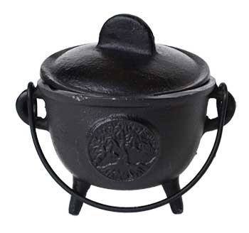 5" Cast iron cauldron w/ lid Tree of Life (image for) 5" Cast iron cauldron w/ lid Tree of Life