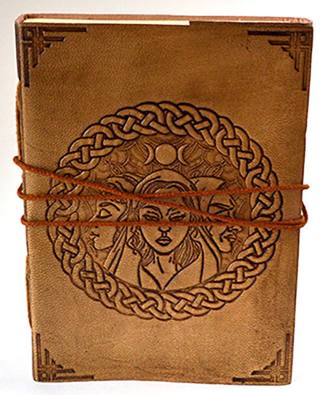 5" x 7" Triple Goddess leather blank book w/cord (image for) 5" x 7" Triple Goddess leather blank book w/cord