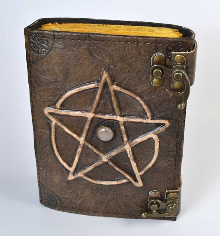 Pentagram W stone aged looking paper leather w/ latch (image for) Pentagram W stone aged looking paper leather w/ latch
