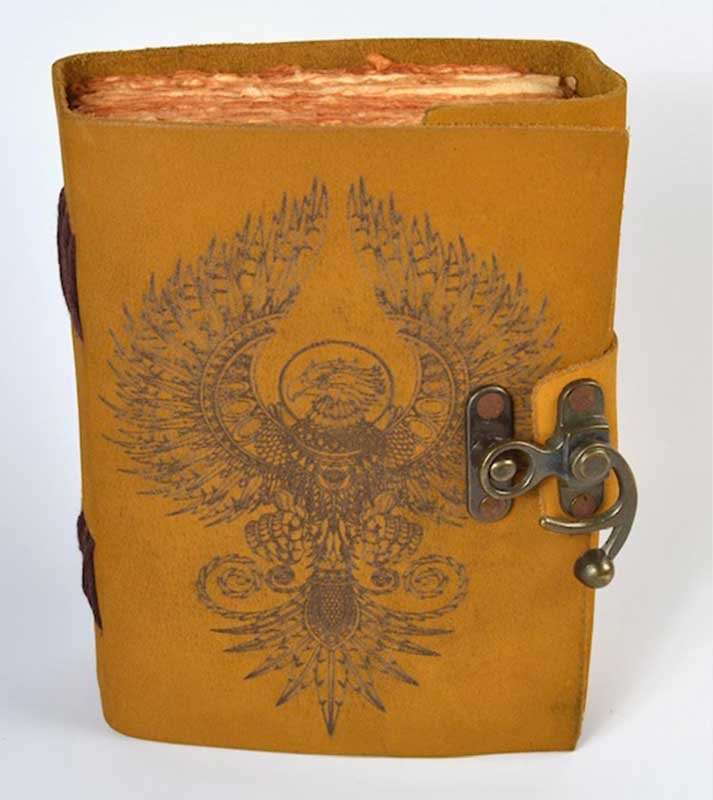 Phoenix aged looking paper leather w/ latch (image for) Phoenix aged looking paper leather w/ latch