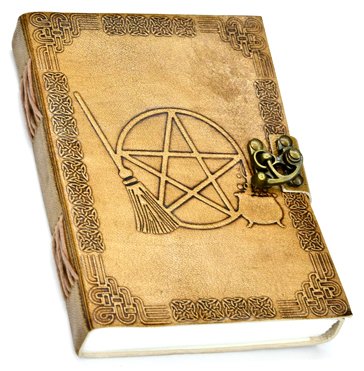 5" x 7" Broom Pentagram Embossed leather w/ latch (image for) 5" x 7" Broom Pentagram Embossed leather w/ latch