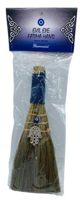 9" Broom Evil Eye Fatima Hand (image for) 9" Broom Evil Eye Fatima Hand