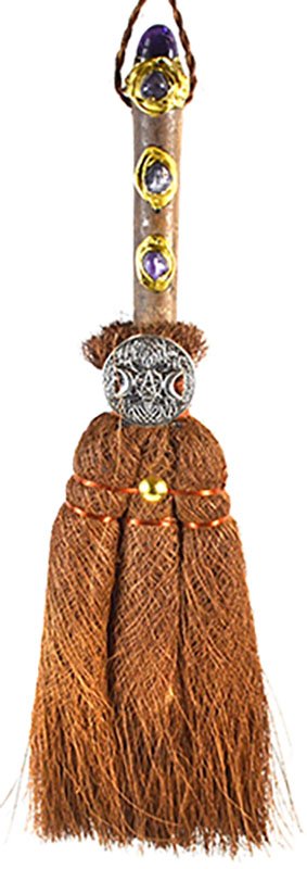 12" Triple Moon Crystal broom (image for) 12" Triple Moon Crystal broom