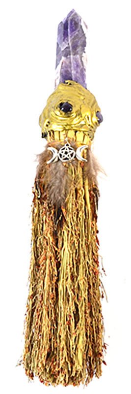 10" Triple Moon Crystal broom (image for) 10" Triple Moon Crystal broom