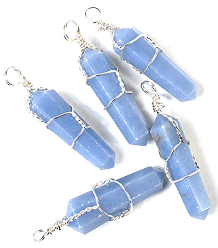 (set of 5) Angelite wire wrapped point (image for) (set of 5) Angelite wire wrapped point