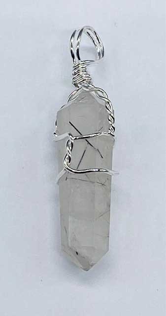 (set of 5) Quartz W Tourmaline wire wrapped point (image for) (set of 5) Quartz W Tourmaline wire wrapped point