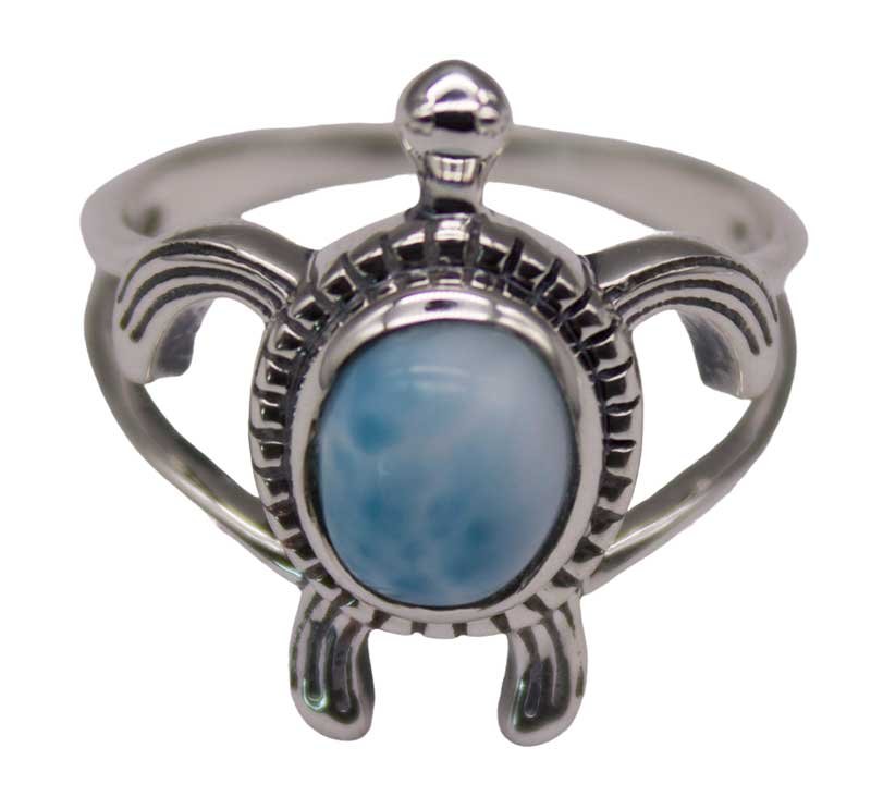 size 8 Larimar Turtle ring (image for) size 8 Larimar Turtle ring