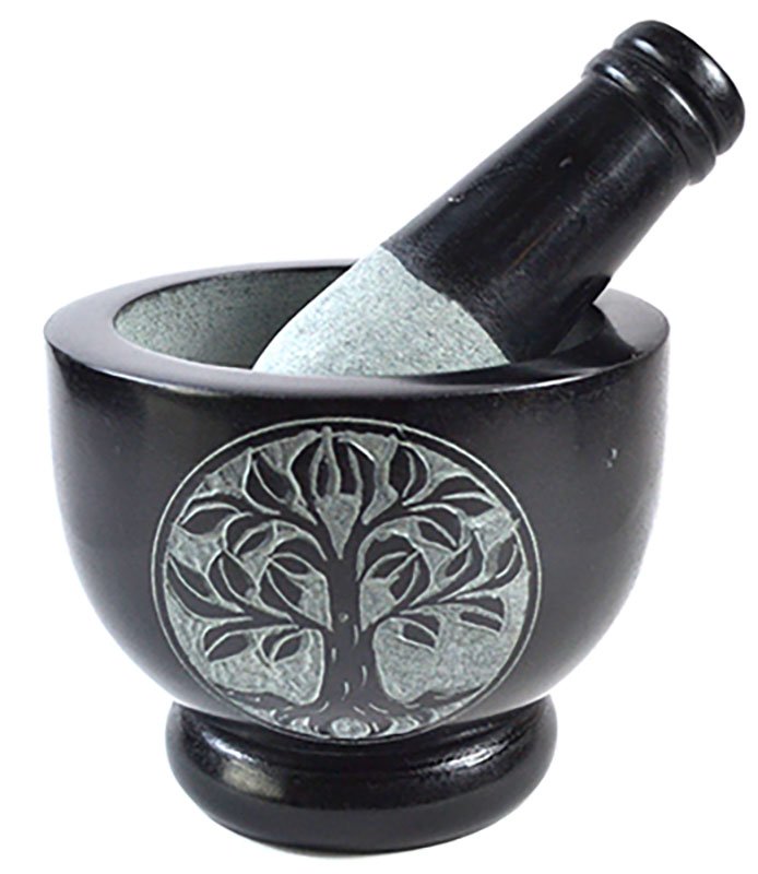 4" Tree of Life Soapstone mortar & pestle set (image for) 4" Tree of Life Soapstone mortar & pestle set