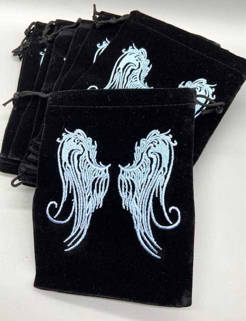 (set of 10) 5"x 7" Angel Wings Black velveteen bag (image for) (set of 10) 5"x 7" Angel Wings Black velveteen bag